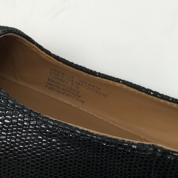 Calvin Klein Fridelle Black Embossed Flats Women’s Size 6 Gold Studded Heel Logo - Picture 10 of 10